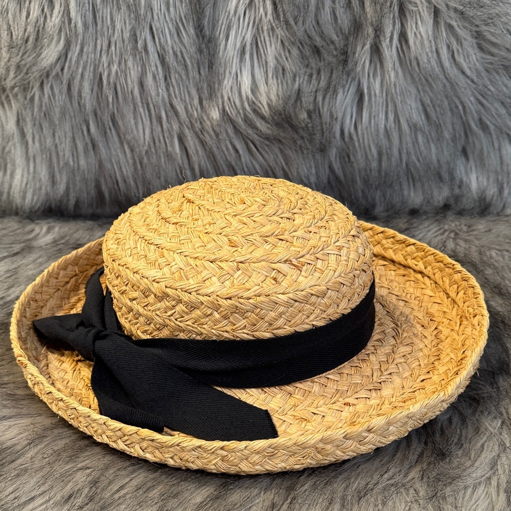 Kaminski Stylish Straw Hat with Black Ribbon